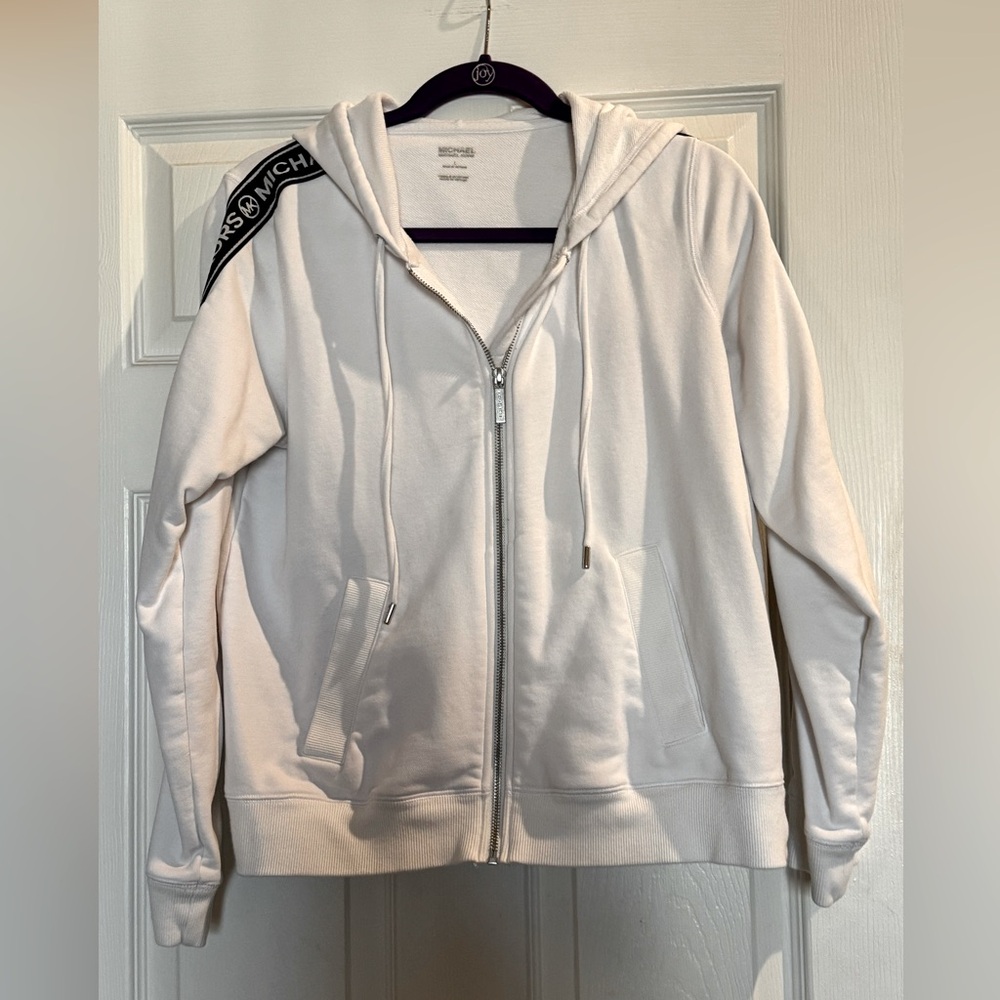 Micheal Kors LADIES White Hooded Full Zip Jacket size large.